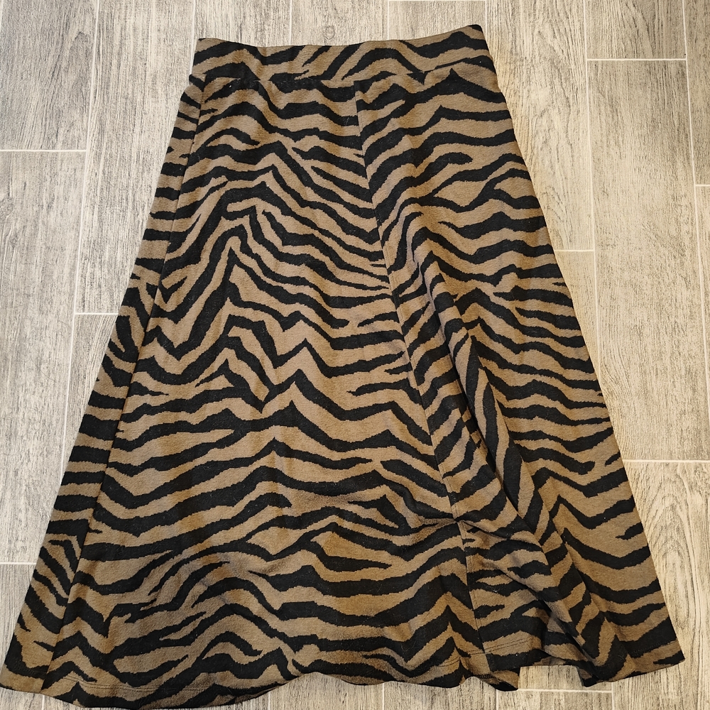 Philosophy Brown and Black Zebra-Print Maxi Skirt